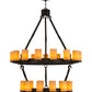 Meyda Lighting Noziroh Ring 48" 27-Light 2-Tier Textured Black Chandelier With Tawnyrock Idalight Shade Glass