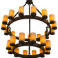 Meyda Lighting Noziroh Ring 48" 27-Light 2-Tier Textured Black Chandelier With Tawnyrock Idalight Shade Glass
