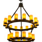 Meyda Lighting Noziroh Ring 48" 27-Light 2-Tier Textured Black Chandelier With Tawnyrock Idalight Shade Glass