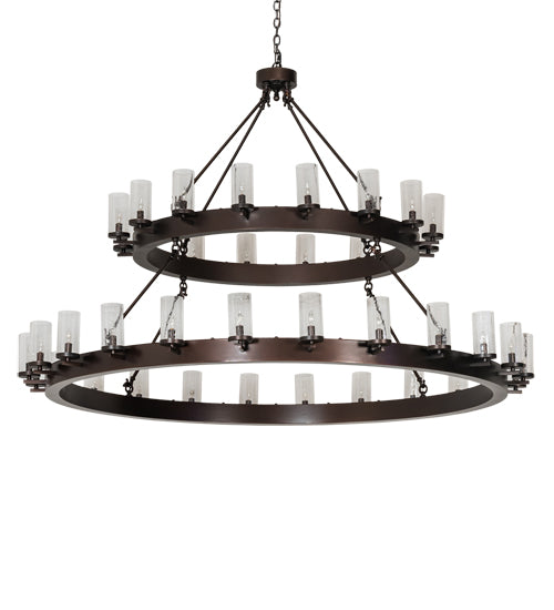 Meyda Lighting Noziroh Ring 72" 40-Light 2-Tier Dark Bronze Chandelier With Clear Seeded Shade Glass