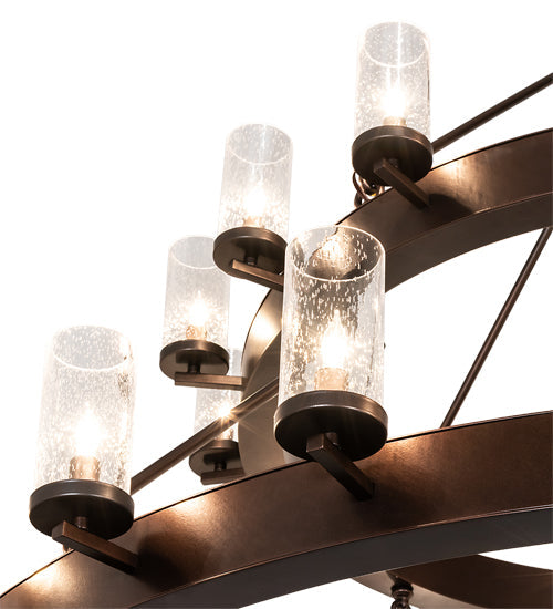 Meyda Lighting Noziroh Ring 72" 40-Light 2-Tier Dark Bronze Chandelier With Clear Seeded Shade Glass