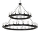 Meyda Lighting Noziroh Ring 72" 40-Light 2-Tier Flat Black Chandelier With Clear Seeded Shade Glass