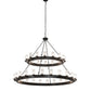 Meyda Lighting Noziroh Ring 72" 40-Light 2-Tier Flat Black Chandelier With Clear Seeded Shade Glass