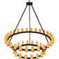 Meyda Lighting Noziroh Ring 84" 46-Light 2-Tier Textured Black Chandelier With Tawnyrock Idalight Shade Glass
