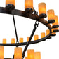 Meyda Lighting Noziroh Ring 84" 46-Light 2-Tier Textured Black Chandelier With Tawnyrock Idalight Shade Glass