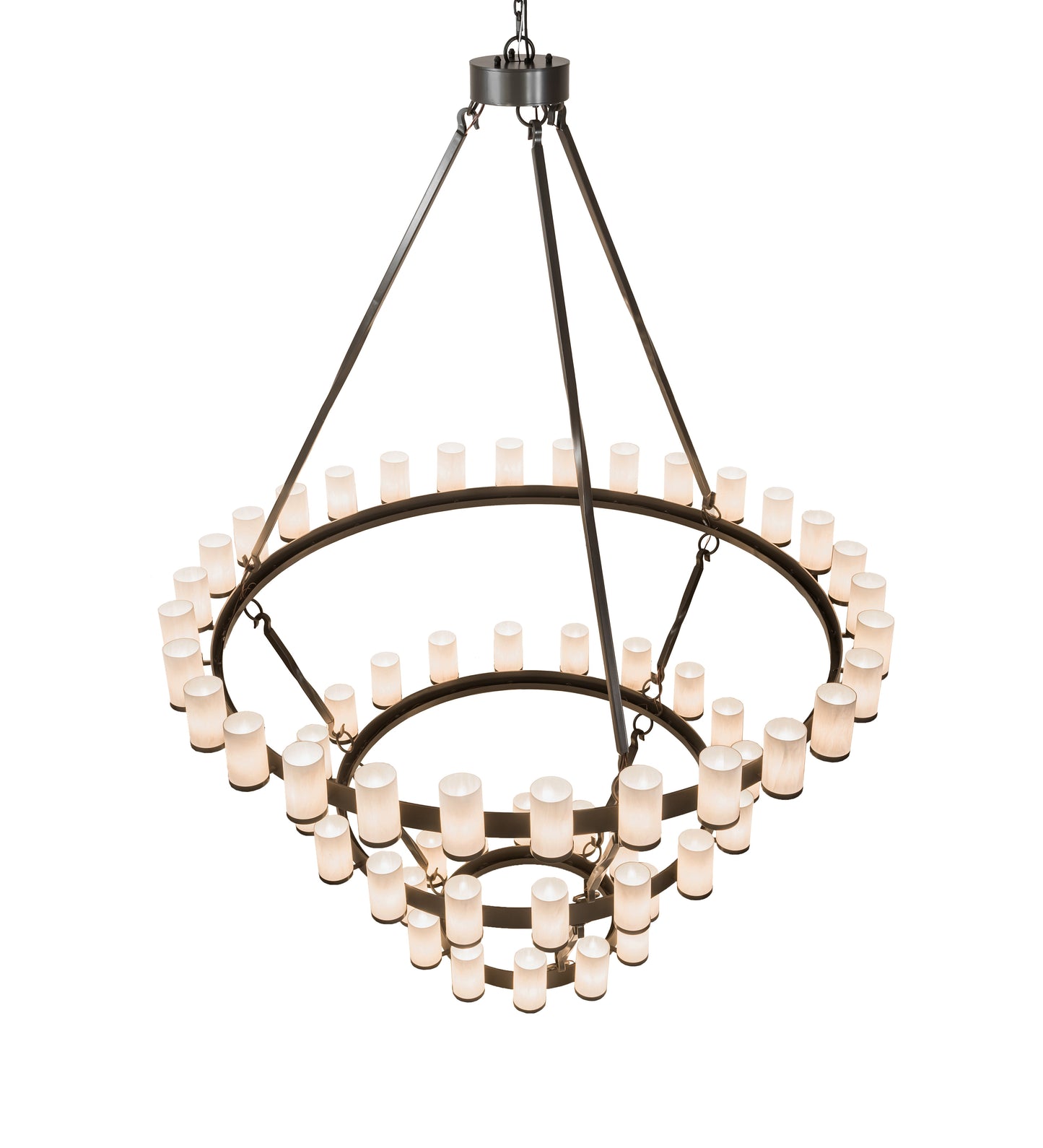 Meyda Lighting Noziroh Ring 84" 60-Light 3-Tier Timeless Bronze Chandelier With Whitestone Idalight Shade