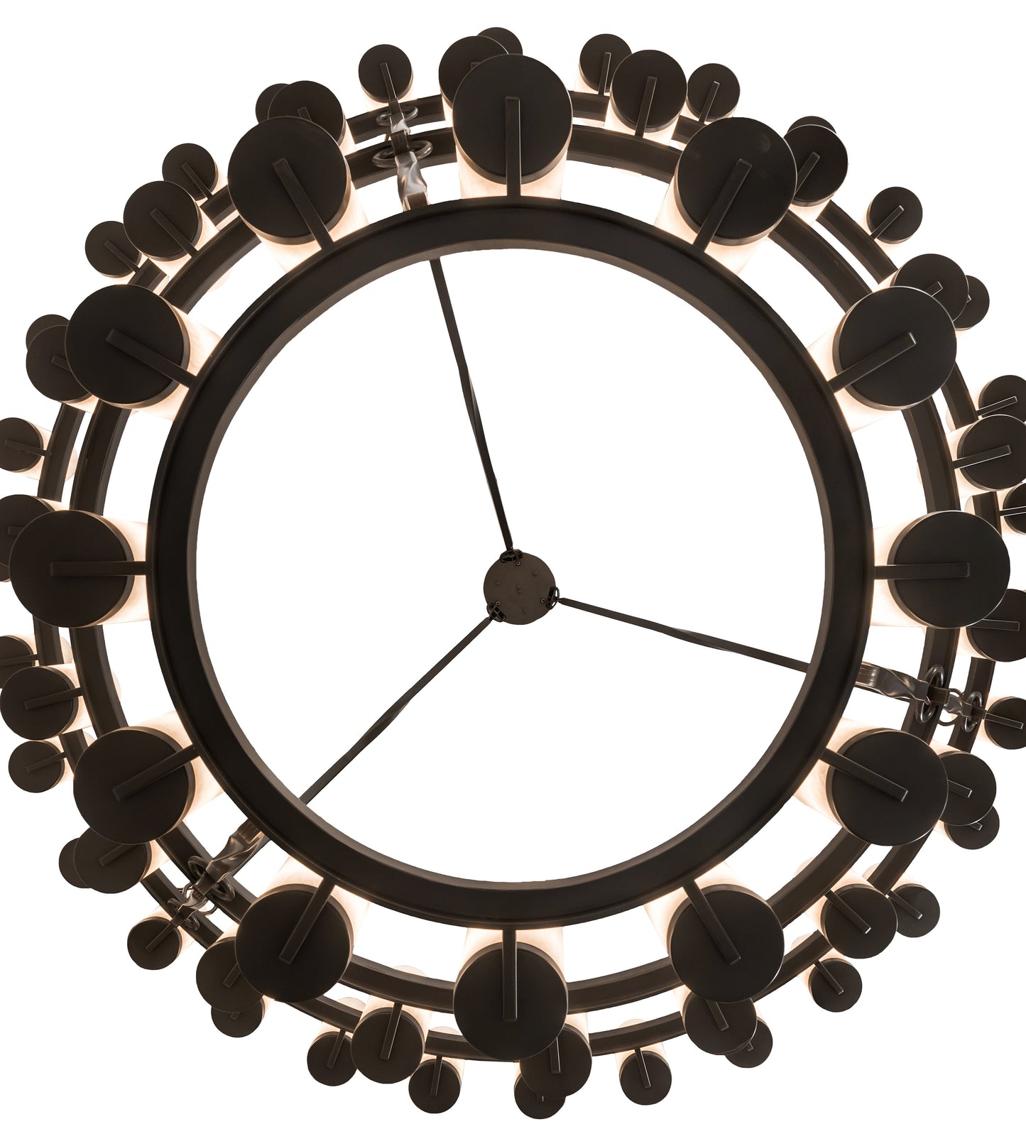 Meyda Lighting Noziroh Ring 84" 60-Light 3-Tier Timeless Bronze Chandelier With Whitestone Idalight Shade