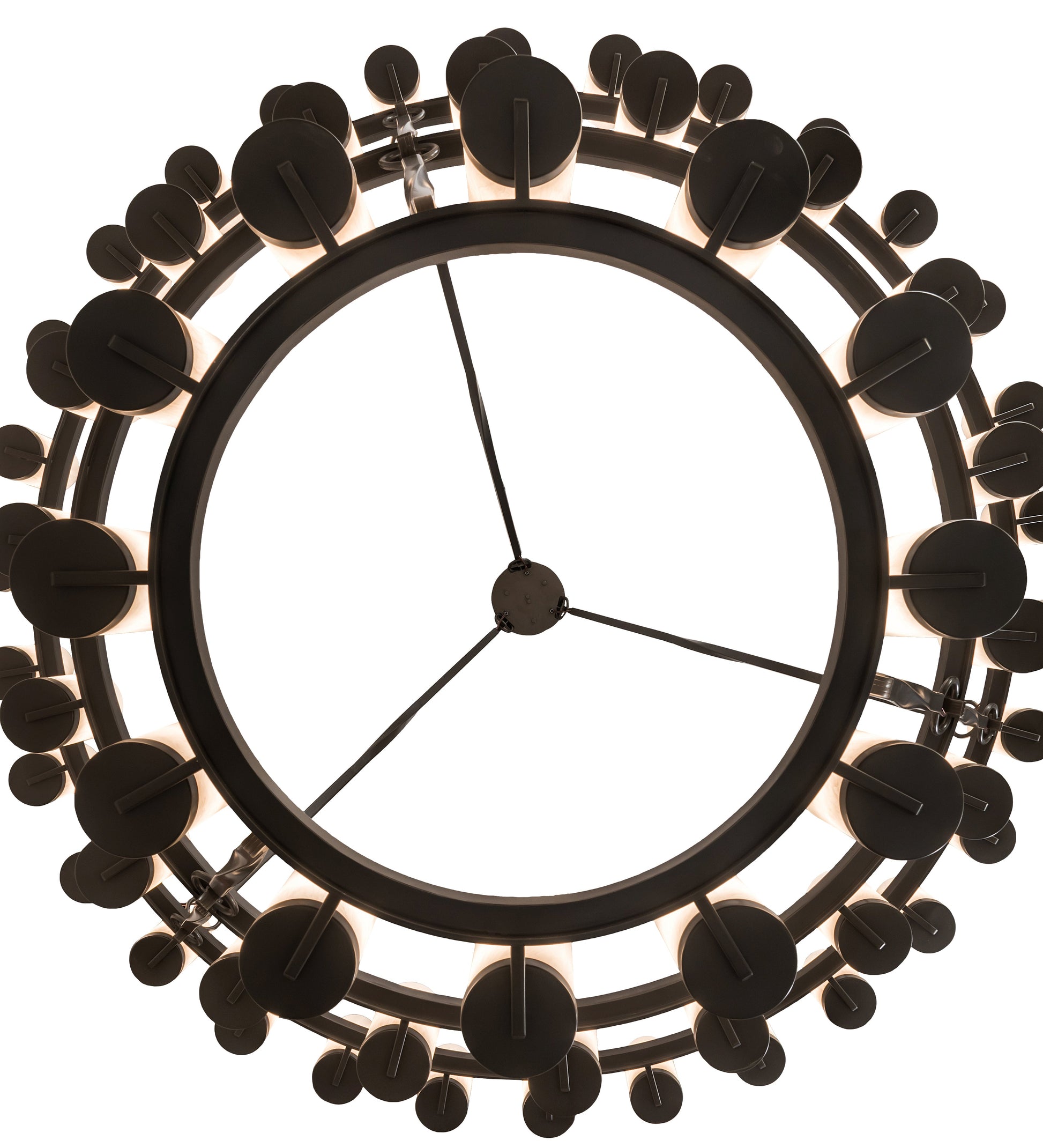 Meyda Lighting Noziroh Ring 84" 60-Light 3-Tier Timeless Bronze Chandelier With Whitestone Idalight Shade