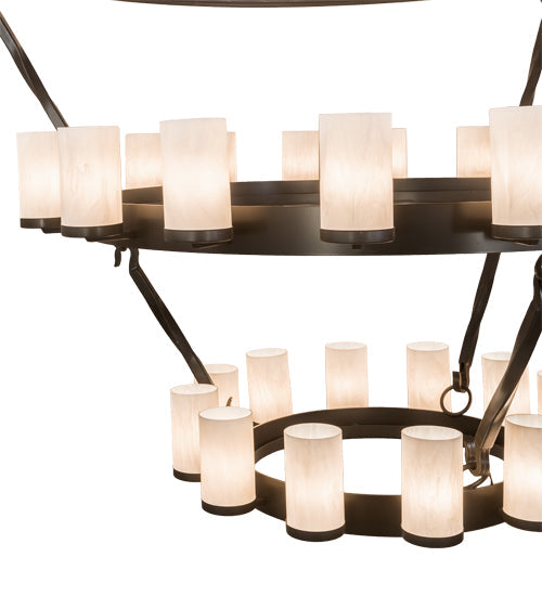Meyda Lighting Noziroh Ring 84" 60-Light 3-Tier Timeless Bronze Chandelier With Whitestone Idalight Shade
