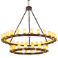 Meyda Lighting Noziroh Ring 85" 46-Light 2-Tier Timeless Bronze Chandelier With Beige Tawnyrock Idalight Shade