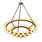 Meyda Lighting Noziroh Ring 85" 46-Light 2-Tier Timeless Bronze Chandelier With Beige Tawnyrock Idalight Shade