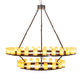 Meyda Lighting Noziroh Ring 85" 46-Light 2-Tier Timeless Bronze Chandelier With Beige Tawnyrock Idalight Shade