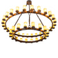 Meyda Lighting Noziroh Ring 85" 46-Light 2-Tier Timeless Bronze Chandelier With Beige Tawnyrock Idalight Shade