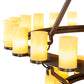 Meyda Lighting Noziroh Ring 85" 46-Light 2-Tier Timeless Bronze Chandelier With Beige Tawnyrock Idalight Shade