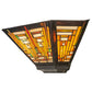 Meyda Lighting Nuevo 16" 2-Light Mahogany Bronze Mission Wall Sconce With Multi-Colored Shade Glass