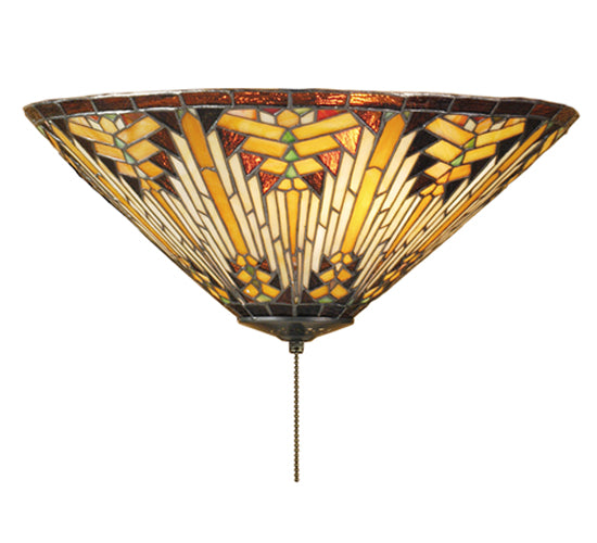 Meyda Lighting Nuevo 17" 3-Light Mahogany Bronze Mission Flush Mount Light With Multi-Colored Shade Glass