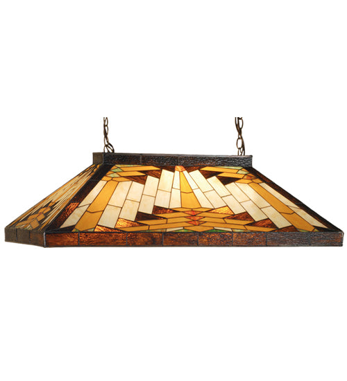 Meyda Lighting Nuevo 39" 9-Light Mahogany Bronze Mission Island Pendant Light With Multi-Colored Shade Glass