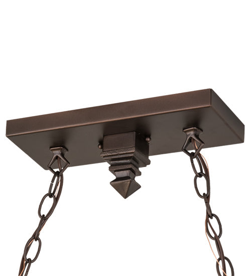 Meyda Lighting Nuevo 44" 2-Light Mahogany Bronze Island Pendant Light With Multi-Colored Shade Glass