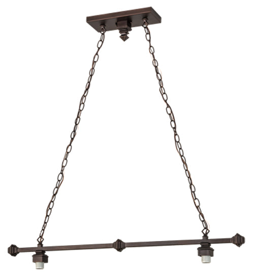 Meyda Lighting Nuevo 44" 2-Light Mahogany Bronze Island Pendant Light With Multi-Colored Shade Glass