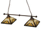 Meyda Lighting Nuevo 44" 2-Light Mahogany Bronze Island Pendant Light With Multi-Colored Shade Glass