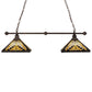 Meyda Lighting Nuevo 44" 2-Light Mahogany Bronze Island Pendant Light With Multi-Colored Shade Glass