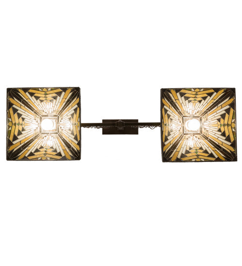 Meyda Lighting Nuevo 44" 2-Light Mahogany Bronze Island Pendant Light With Multi-Colored Shade Glass