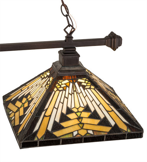 Meyda Lighting Nuevo 44" 2-Light Mahogany Bronze Island Pendant Light With Multi-Colored Shade Glass