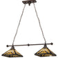 Meyda Lighting Nuevo 44" 2-Light Mahogany Bronze Island Pendant Light With Multi-Colored Shade Glass