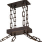 Meyda Lighting Nuevo 48" 9-Light Mahogany Bronze Mission Island Inverted Pendant Light With Amber & Brown Shade Glass