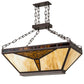 Meyda Lighting Nuevo 48" 9-Light Mahogany Bronze Mission Island Inverted Pendant Light With Amber & Brown Shade Glass
