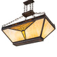 Meyda Lighting Nuevo 48" 9-Light Mahogany Bronze Mission Island Inverted Pendant Light With Amber & Brown Shade Glass