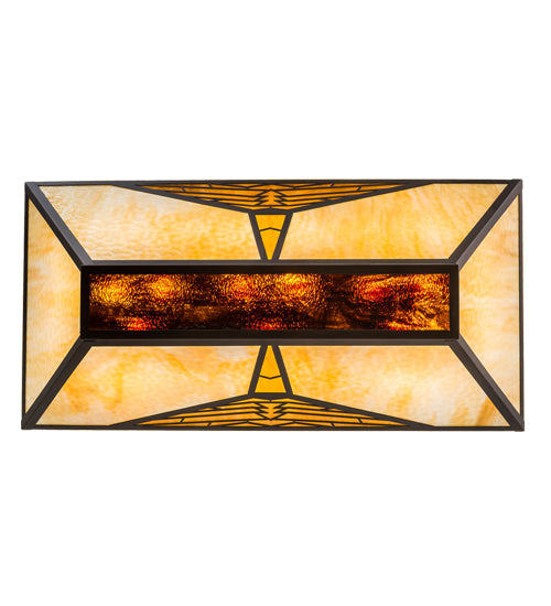 Meyda Lighting Nuevo 48" 9-Light Mahogany Bronze Mission Island Inverted Pendant Light With Amber & Brown Shade Glass