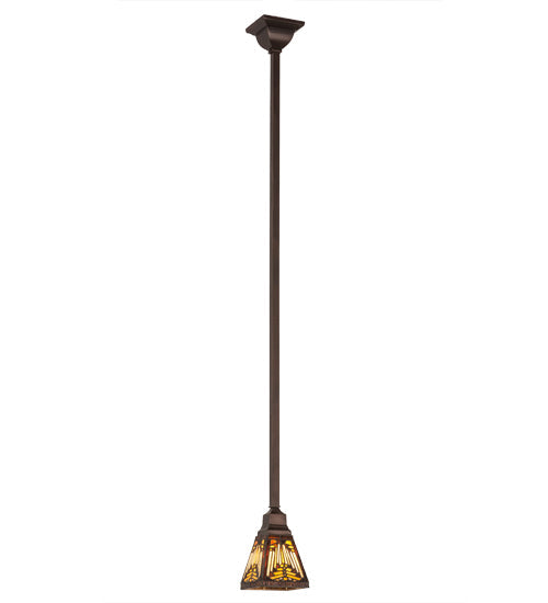 Meyda Lighting Nuevo 7" Mahogany Bronze Mission Mini Pendant Light With Brown & Beige Shade Glass