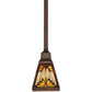 Meyda Lighting Nuevo 7" Mahogany Bronze Mission Mini Pendant Light With Brown & Beige Shade Glass