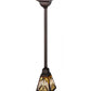 Meyda Lighting Nuevo 7" Mahogany Bronze Mission Mini Pendant Light With Multi-Colored Shade Glass