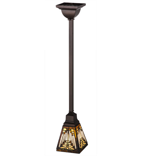 Meyda Lighting Nuevo 7" Mahogany Bronze Mission Mini Pendant Light With Multi-Colored Shade Glass