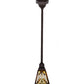 Meyda Lighting Nuevo 7" Mahogany Bronze Mission Mini Pendant Light With Multi-Colored Shade Glass