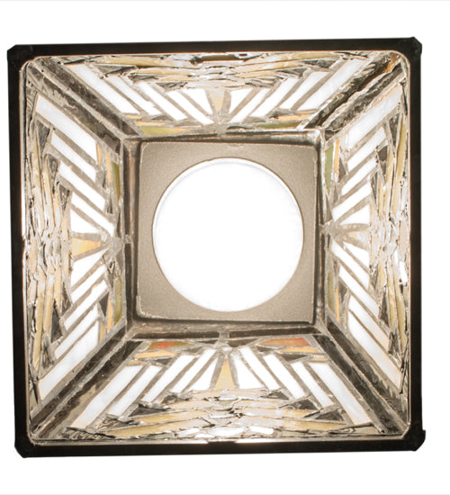 Meyda Lighting Nuevo 7" Mahogany Bronze Mission Mini Pendant Light With Multi-Colored Shade Glass