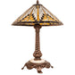 Meyda Lighting Nuevo II Cone 23" 1-Light Mahogany Bronze Table Lamp With Multi-Colored Shade Glass