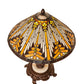 Meyda Lighting Nuevo II Cone 23" 1-Light Mahogany Bronze Table Lamp With Multi-Colored Shade Glass