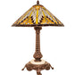 Meyda Lighting Nuevo II Cone 23" 1-Light Mahogany Bronze Table Lamp With Multi-Colored Shade Glass