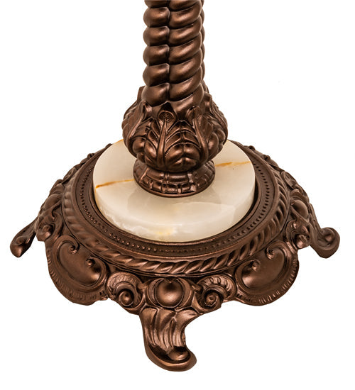 Meyda Lighting Nuevo II Cone 23" 1-Light Mahogany Bronze Table Lamp With Multi-Colored Shade Glass