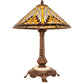 Meyda Lighting Nuevo II Cone 23" 1-Light Mahogany Bronze Table Lamp With Multi-Colored Shade Glass