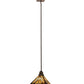 Meyda Lighting Nuevo Mission 14" Mahogany Bronze Pendant Light With Multi-Colored Shade Glass
