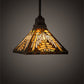 Meyda Lighting Nuevo Mission 14" Mahogany Bronze Pendant Light With Multi-Colored Shade Glass