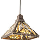 Meyda Lighting Nuevo Mission 14" Mahogany Bronze Pendant Light With Multi-Colored Shade Glass