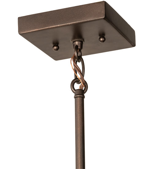 Meyda Lighting Nuevo Mission 14" Mahogany Bronze Pendant Light With Multi-Colored Shade Glass