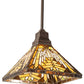 Meyda Lighting Nuevo Mission 14" Mahogany Bronze Pendant Light With Multi-Colored Shade Glass