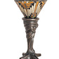 Meyda Lighting Nuevo Mission 15" Mahogany Bronze Mini Table Lamp With Brown & Beige Stained Shade Glass