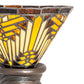Meyda Lighting Nuevo Mission 15" Mahogany Bronze Mini Table Lamp With Brown & Beige Stained Shade Glass